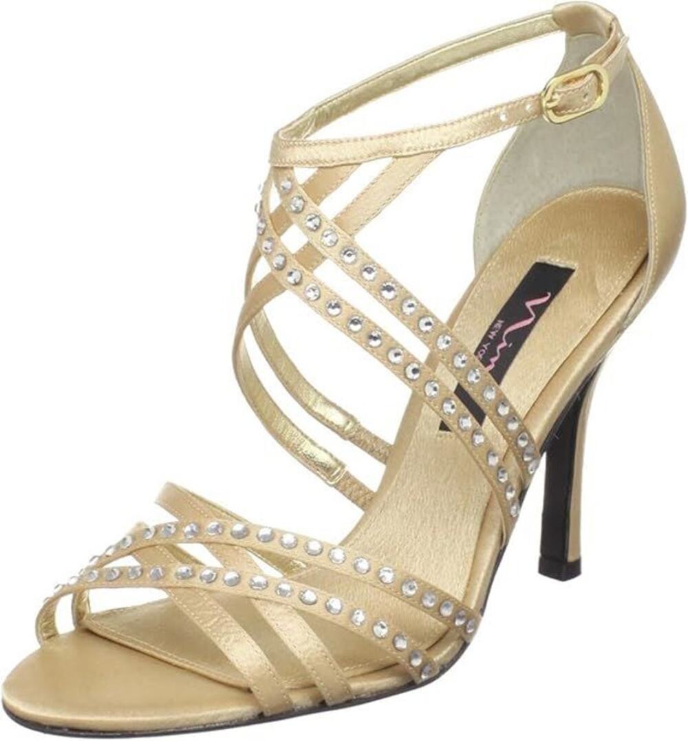 NINA Women's Gold Satin Ankle-Strap Dress Sandal - Size 10M - New In Box